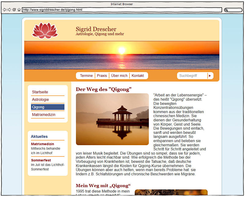 Screenshot - Artikelseite Qi Gong